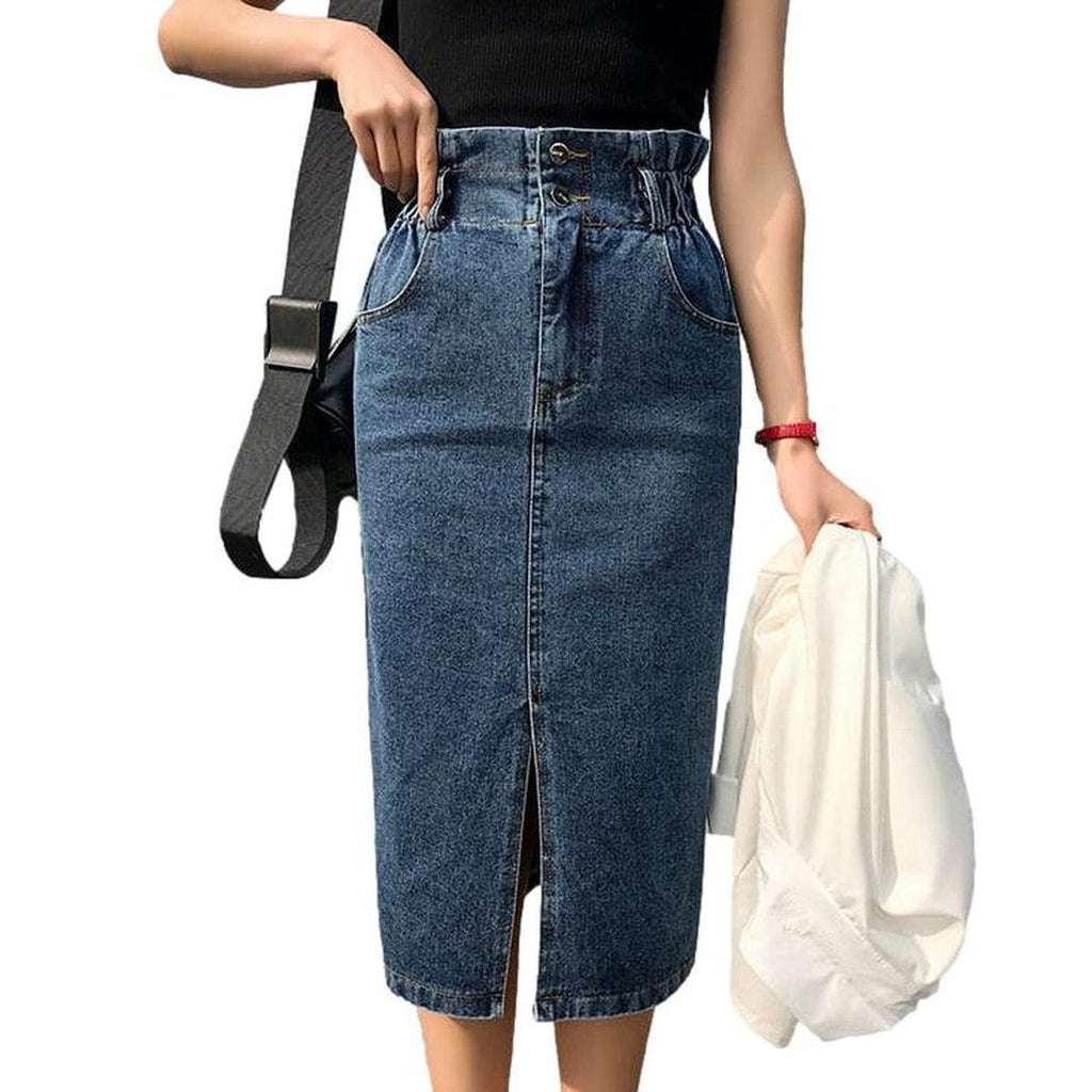 Casual midi denim skirt