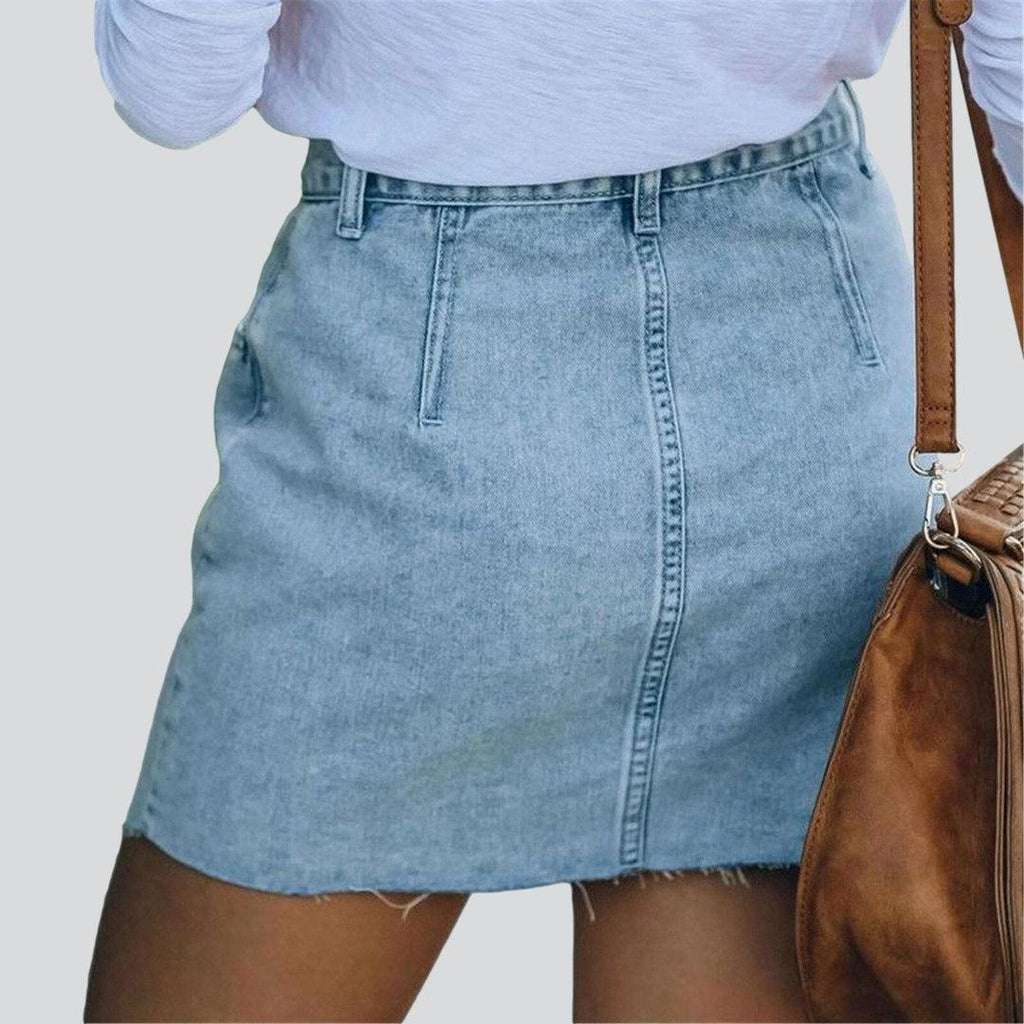 Asymmetric mini jeans skirt