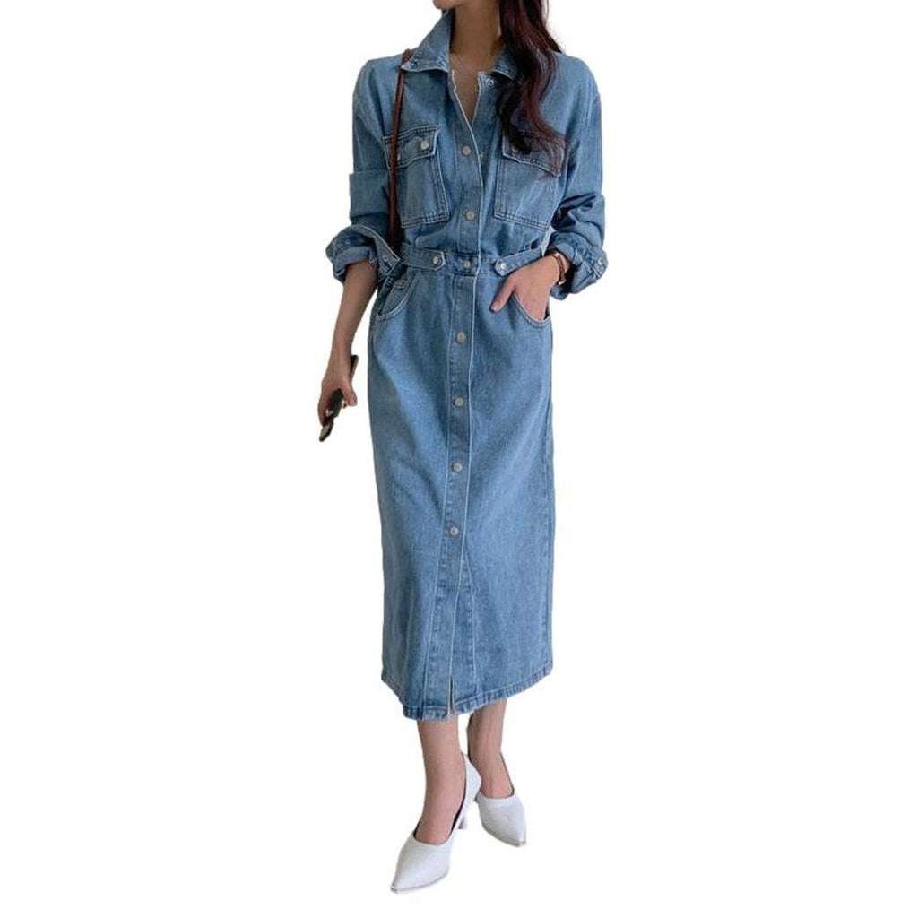 Long sleeve oversized denim dress