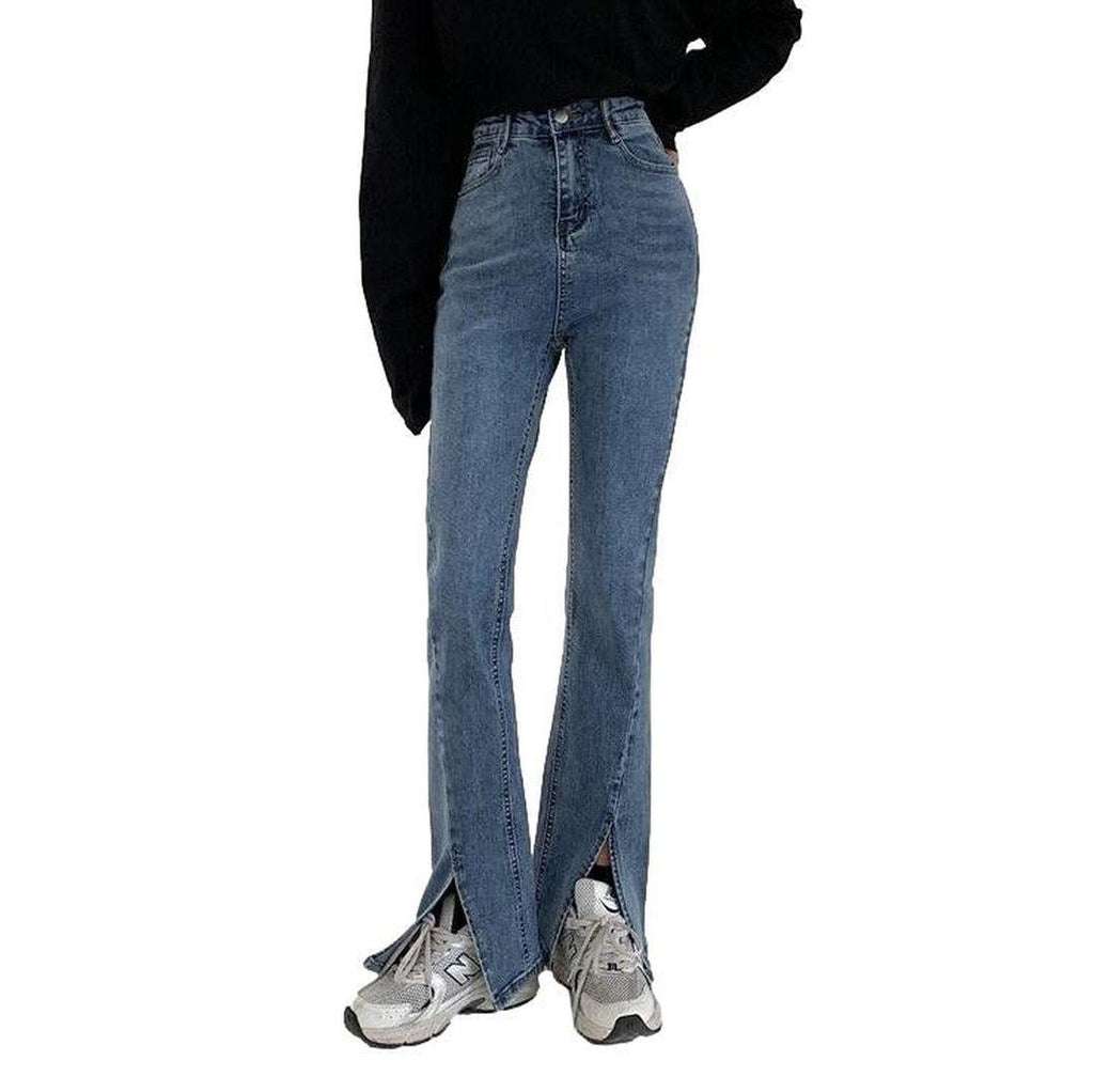 Front slit boot cut jeans