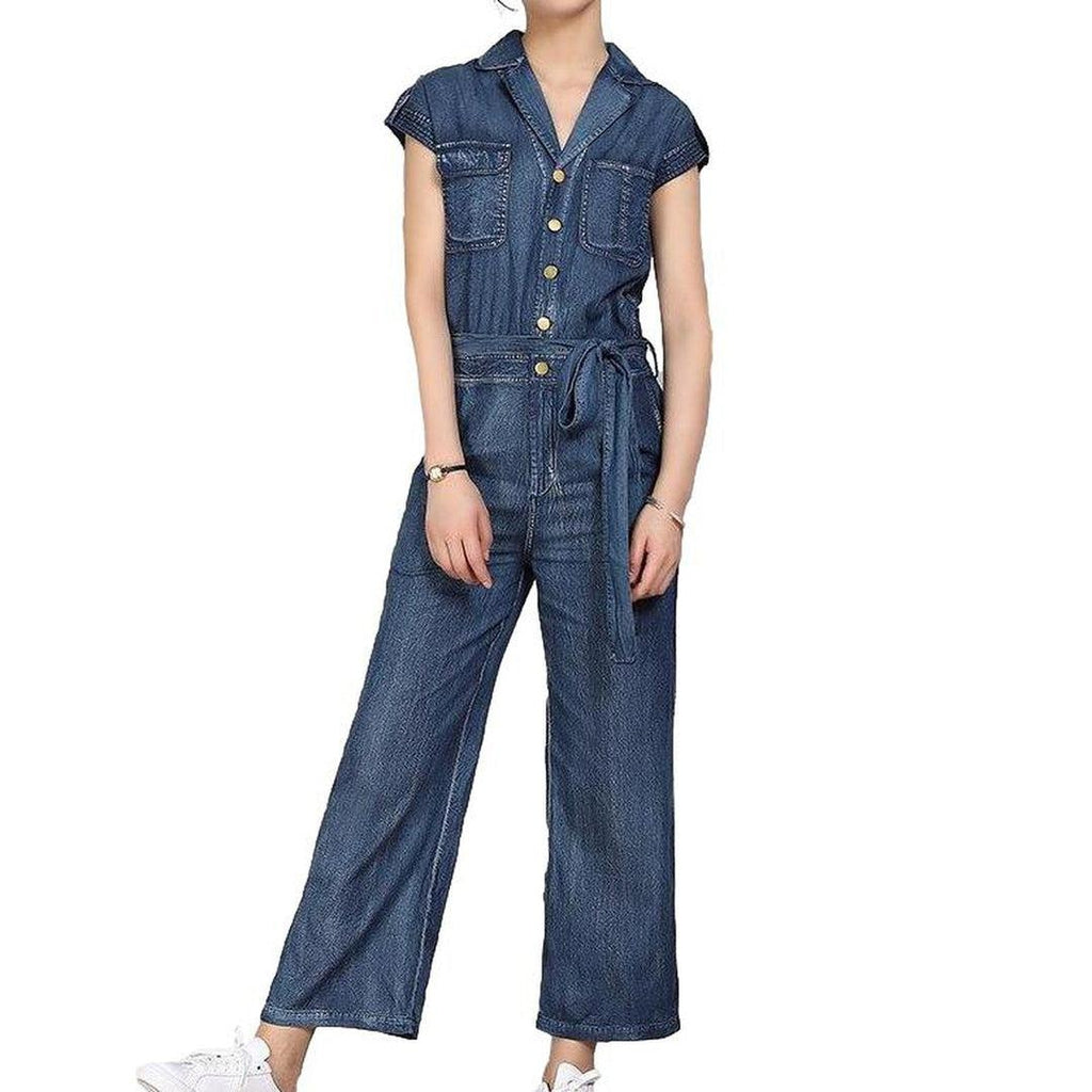 Straight leg painted denim overall