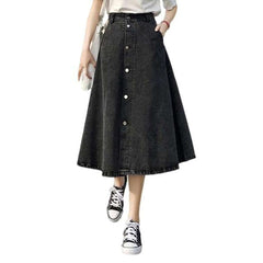 Knee-length a-line jeans skirt