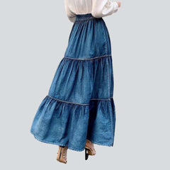 Frills long jeans skirt