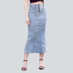 Light blue long fashion skirt