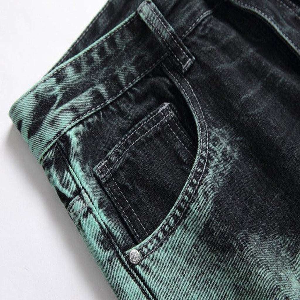 Distressed green men jeans