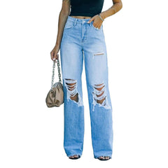 Weite Damenjeans im Used-Look