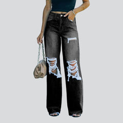 Wide leg women distressed jeans