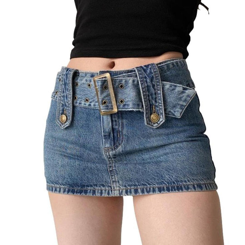 Mini skort skirt with belt – Rae Jeans