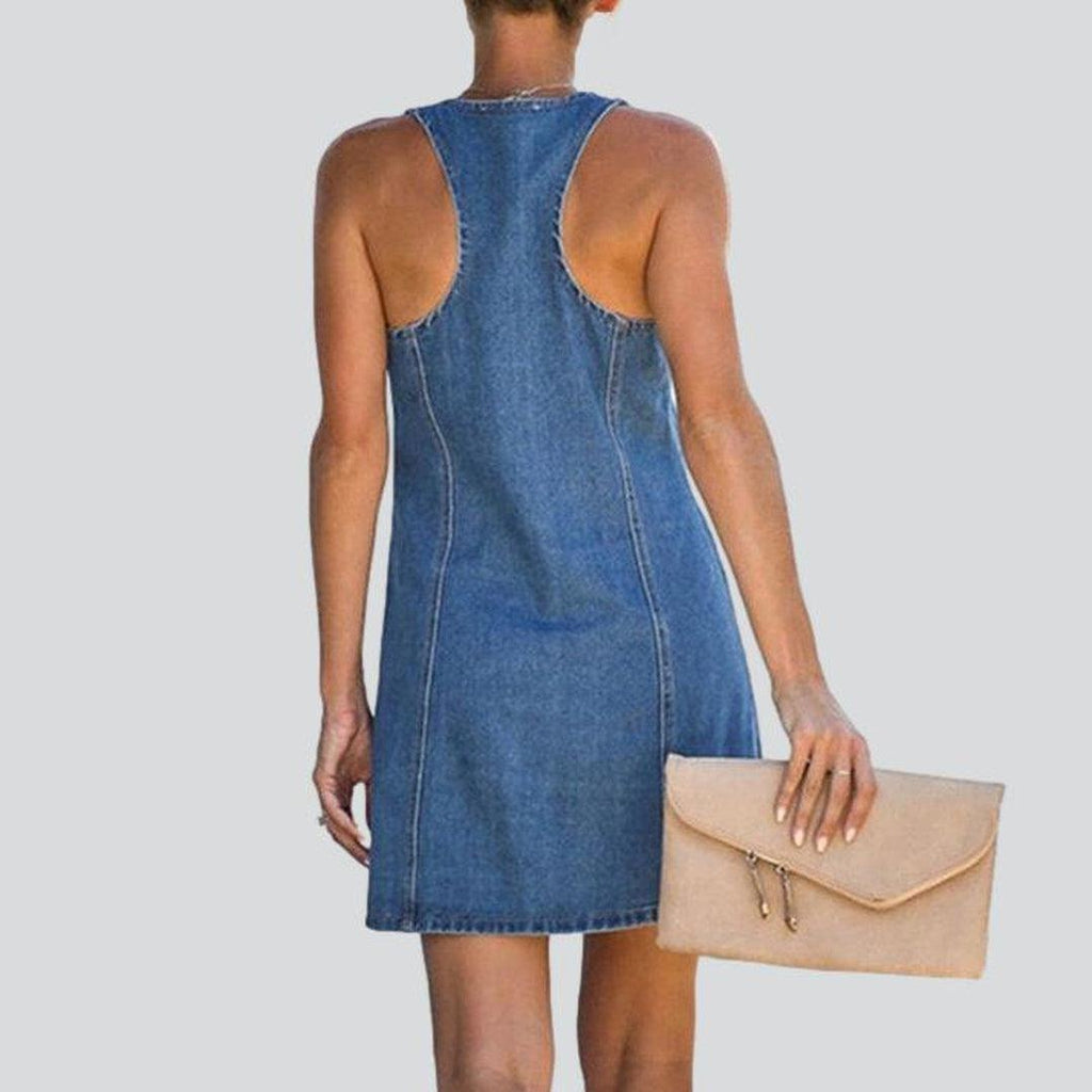 Sleeveless women summer denim dress