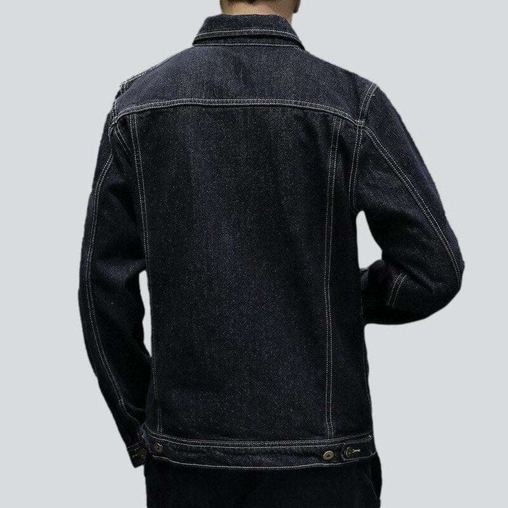 Schwarze normale Herren-Jeansjacke