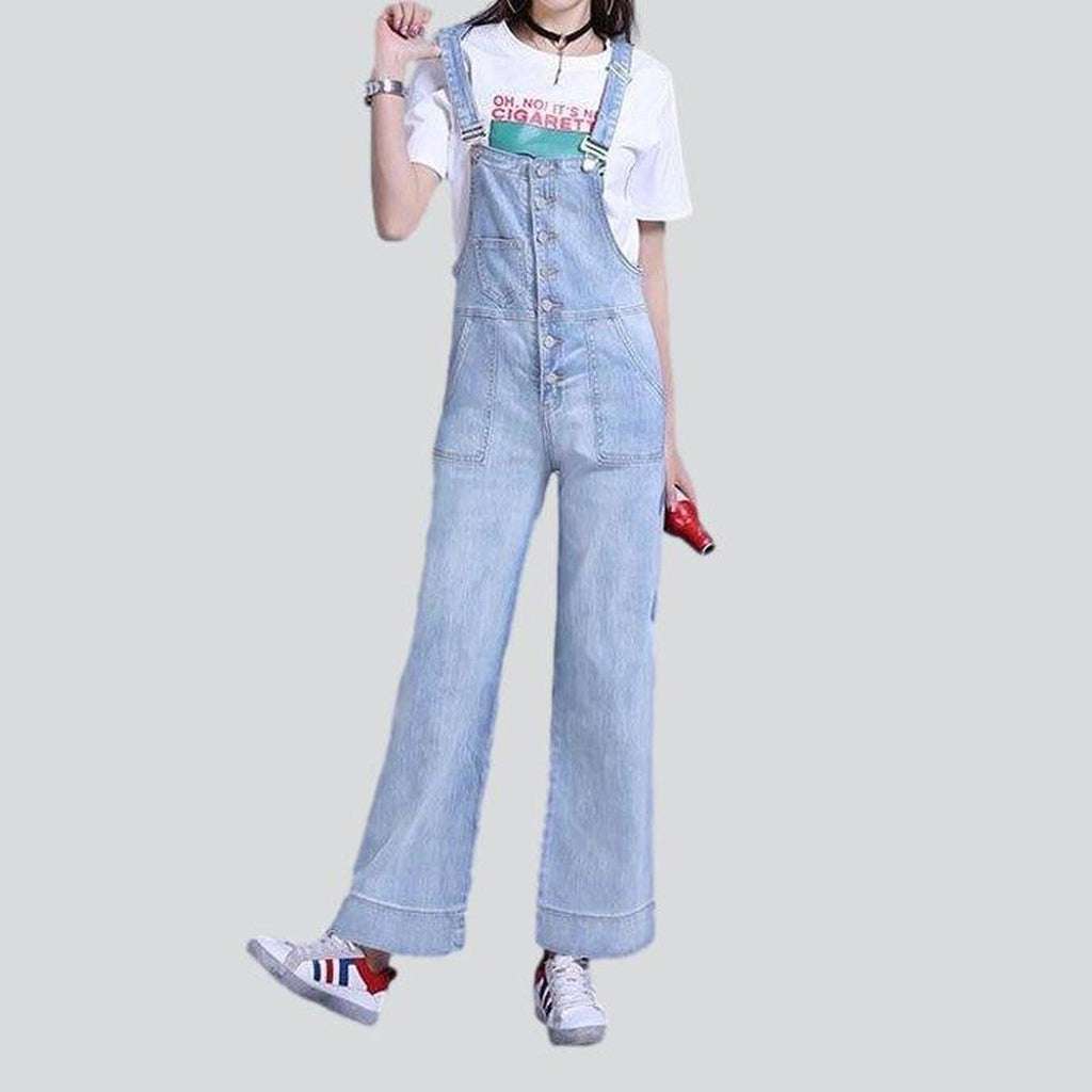 Flared women denim overall