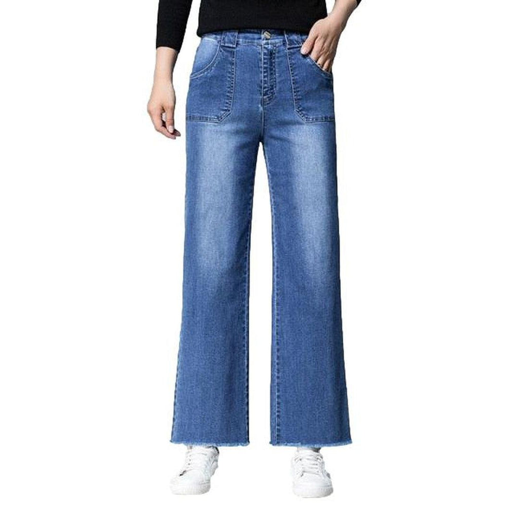 Straight pocket wide leg jeans