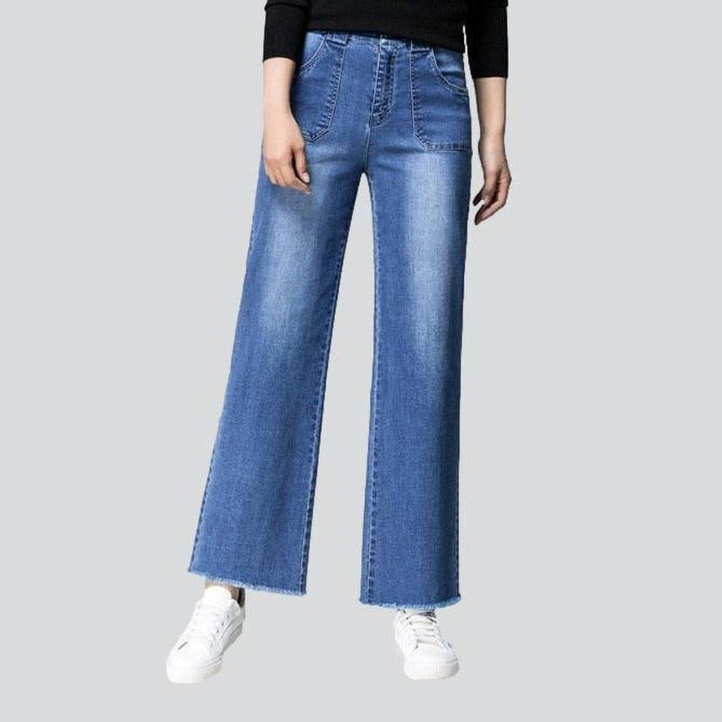 Straight pocket wide leg jeans