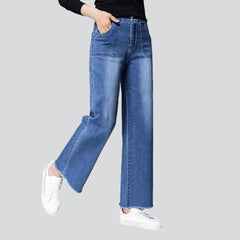 Straight pocket wide leg jeans