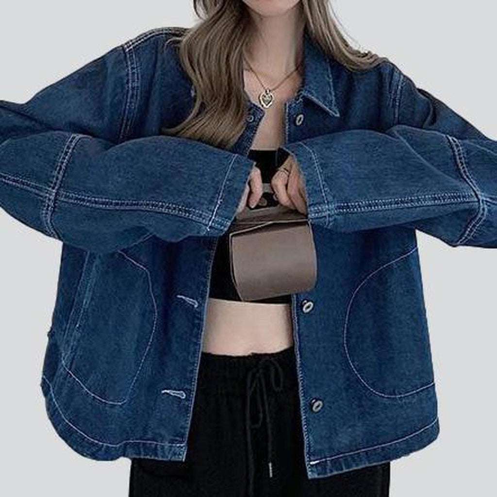 Dark blue women denim blazer