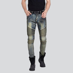 Vintage men biker denim pants