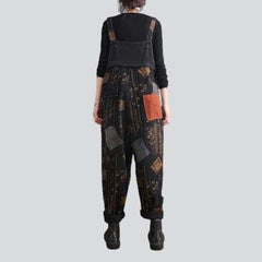 Black painted women jeans overall