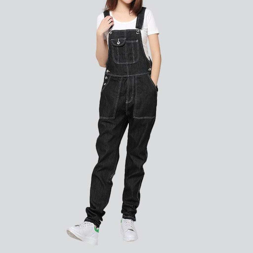 Black denim women overall