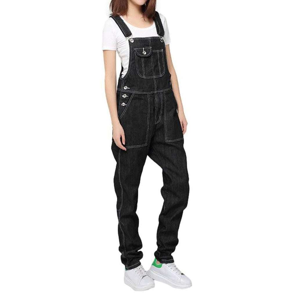 Schwarzer Jeans-Overall für Damen