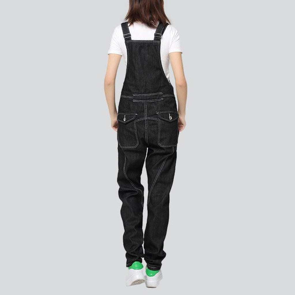 Schwarzer Jeans-Overall für Damen