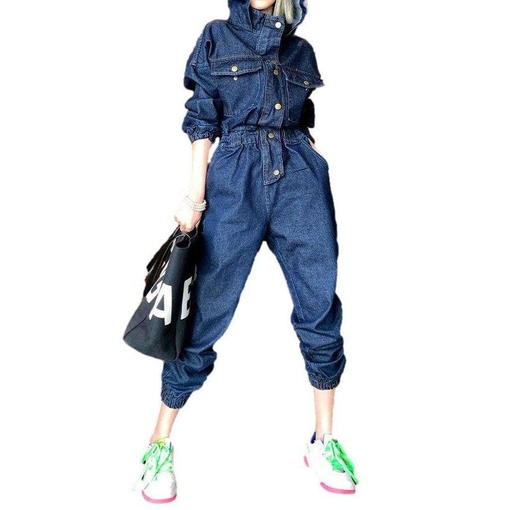 Hooded women denim overall