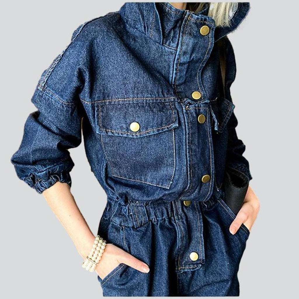 Hooded women denim overall