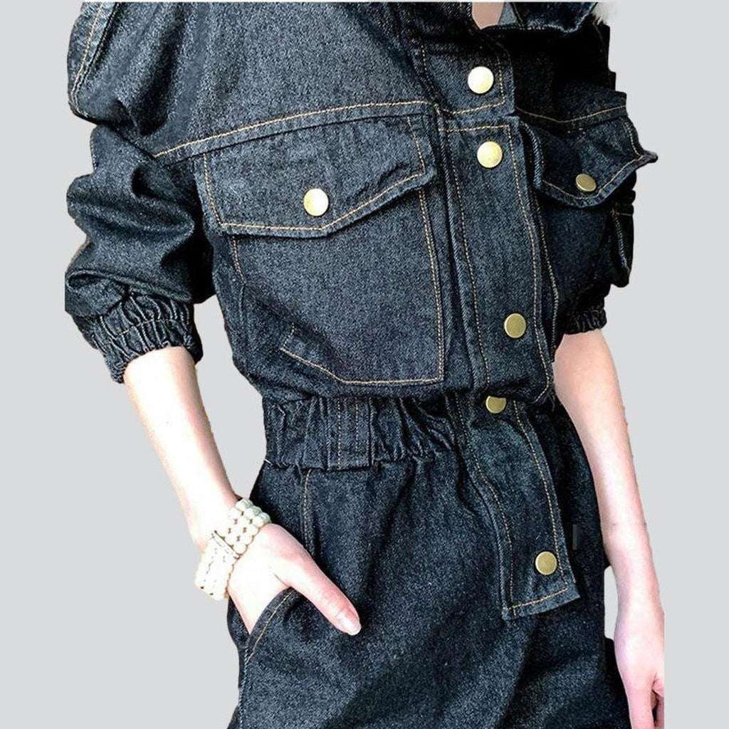 Hooded women denim overall