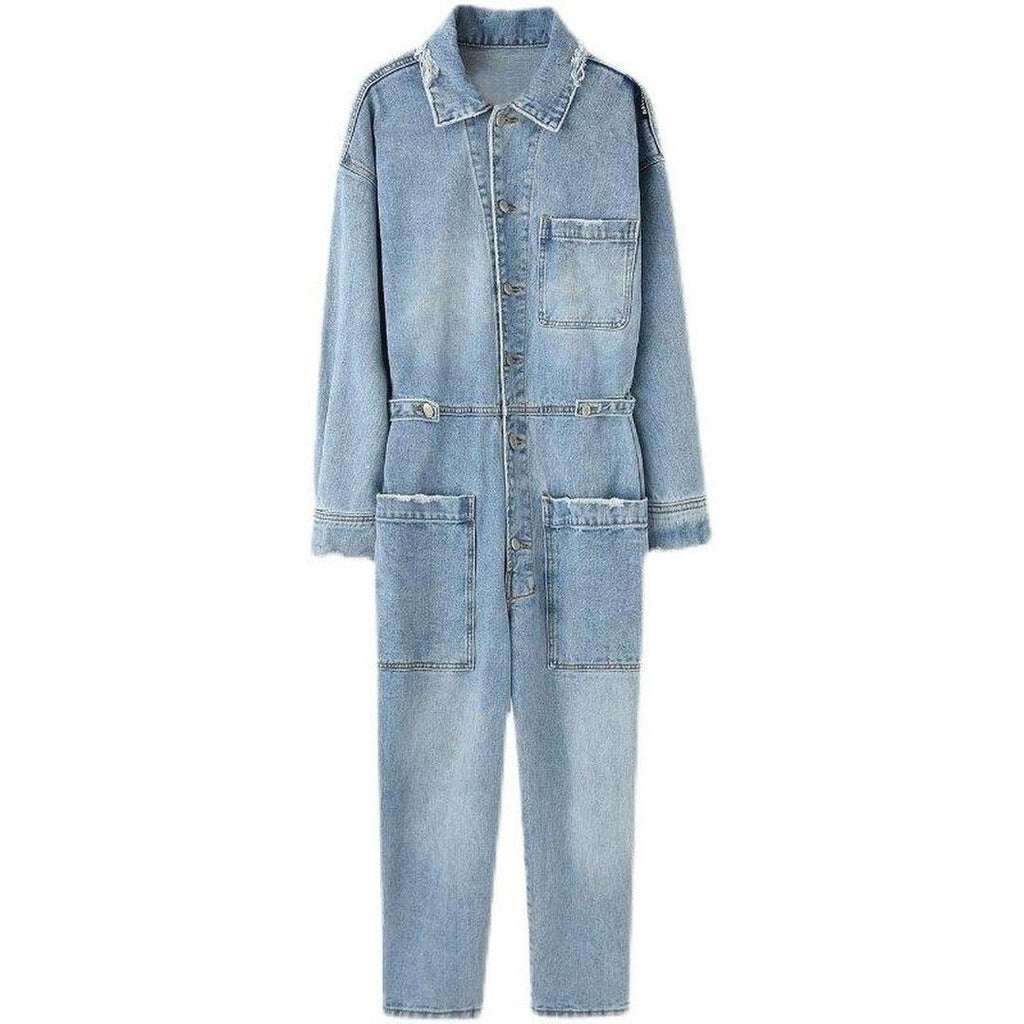 Buttoned women jeans overall