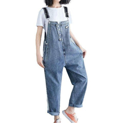 Women denim overall with bands