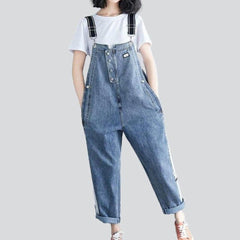 Women denim overall with bands