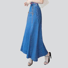 Trumpet denim skirt with laces