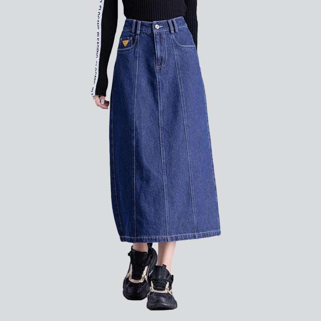 Casual long denim skirt