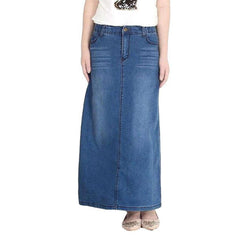 Medium wash casual long skirt