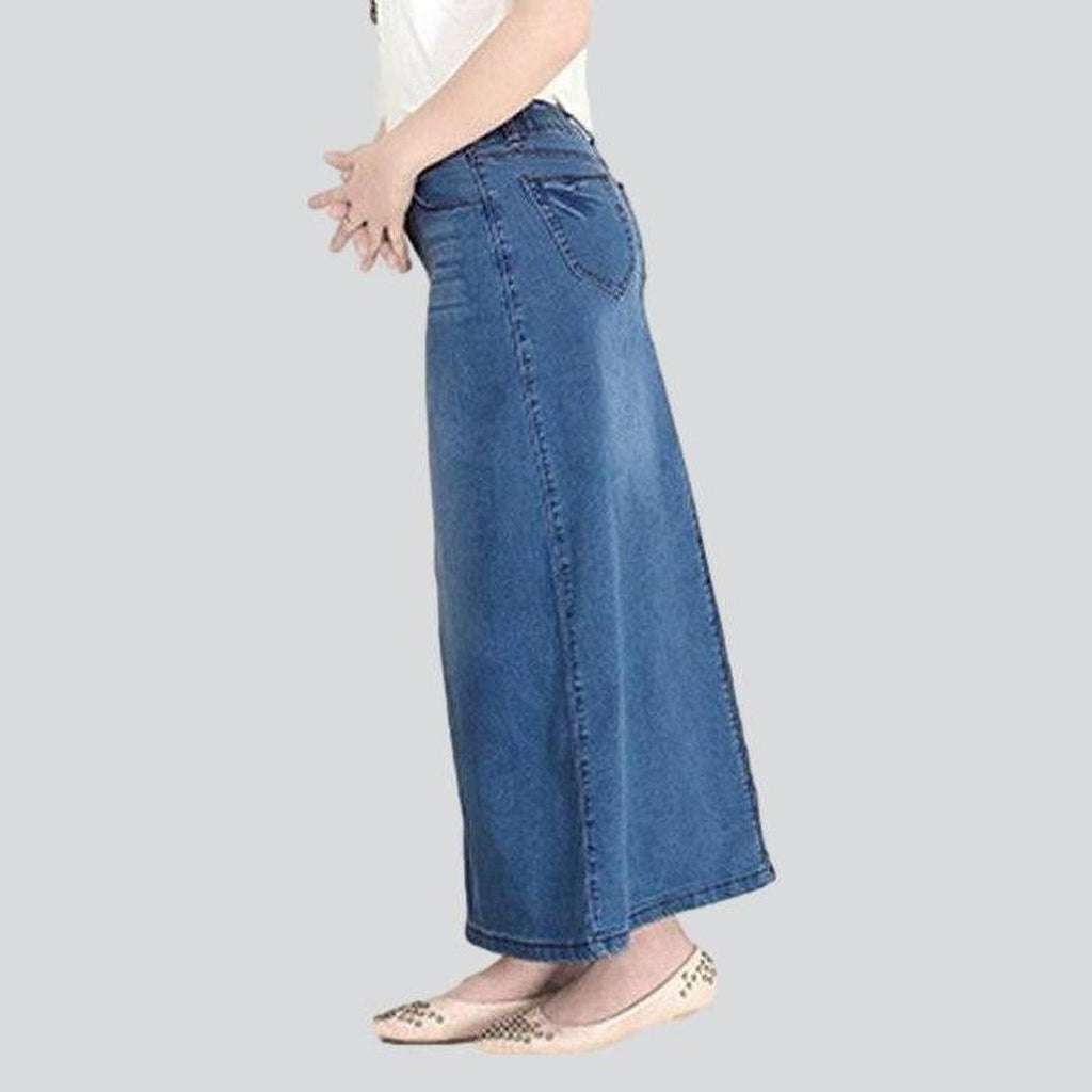 Medium wash casual long skirt