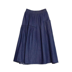 Long denim skirt with pocket