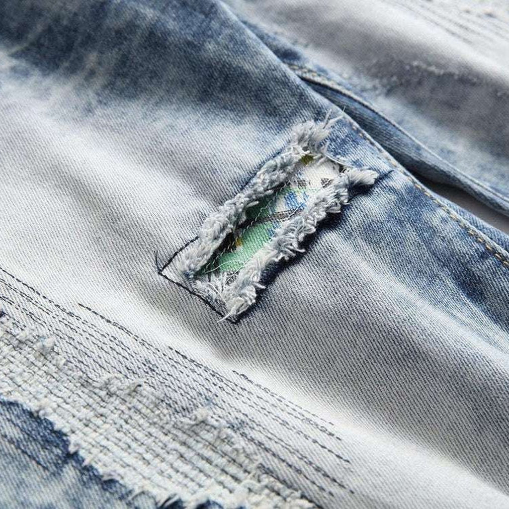 Gebleichte, zerrissene Slim-Fit-Jeans für Herren