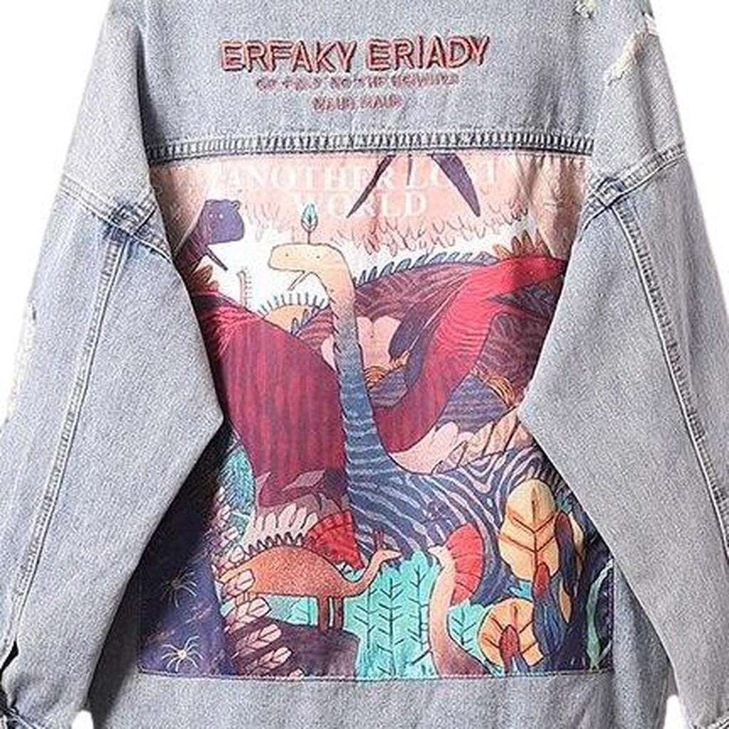 Distressed painted women denim jacket