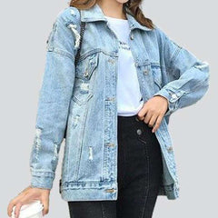 Distressed painted women denim jacket