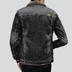 Winter black men denim jacket