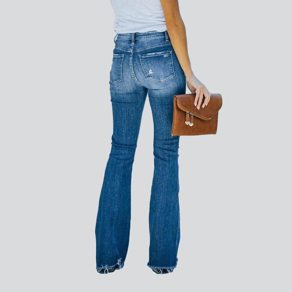 Ripped boot cut women jeans