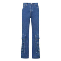 Bottom cargo pockets women jeans