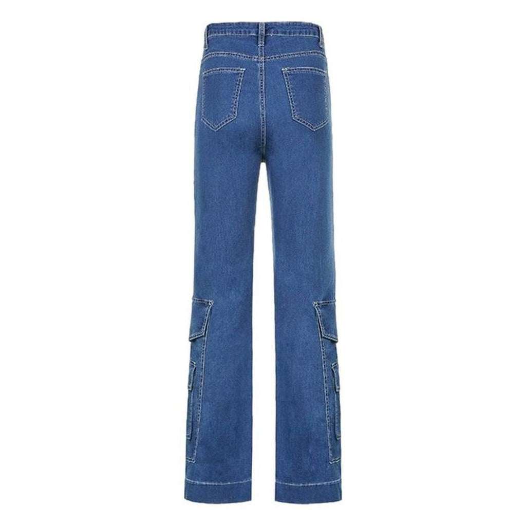 Bottom cargo pockets women jeans