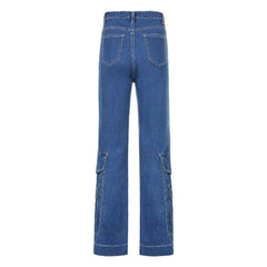 Bottom cargo pockets women jeans