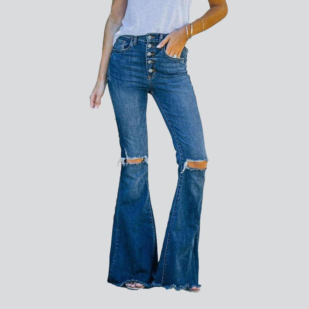 Ripped women boot cut jeans