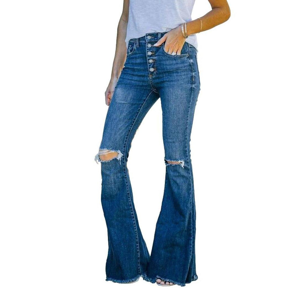 Zerrissene Damen Bootcut Jeans