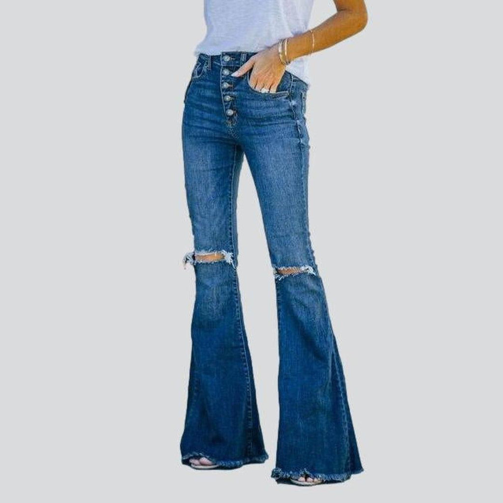 Zerrissene Damen Bootcut Jeans