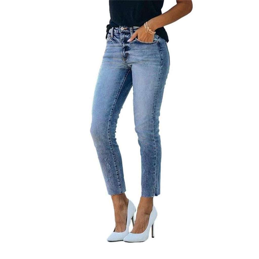 Bleached women slim fit jeans