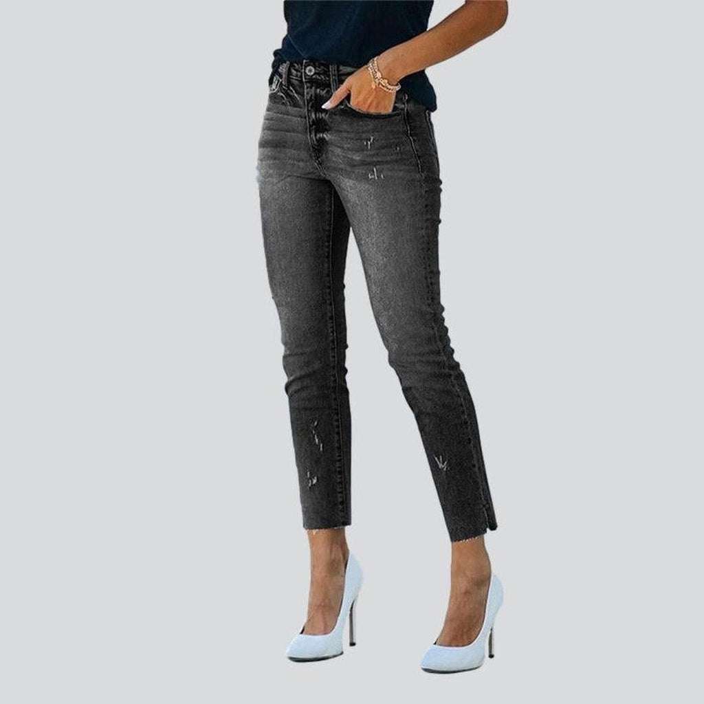 Bleached women slim fit jeans