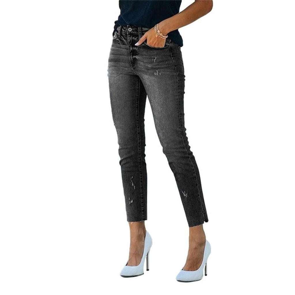 Bleached women slim fit jeans