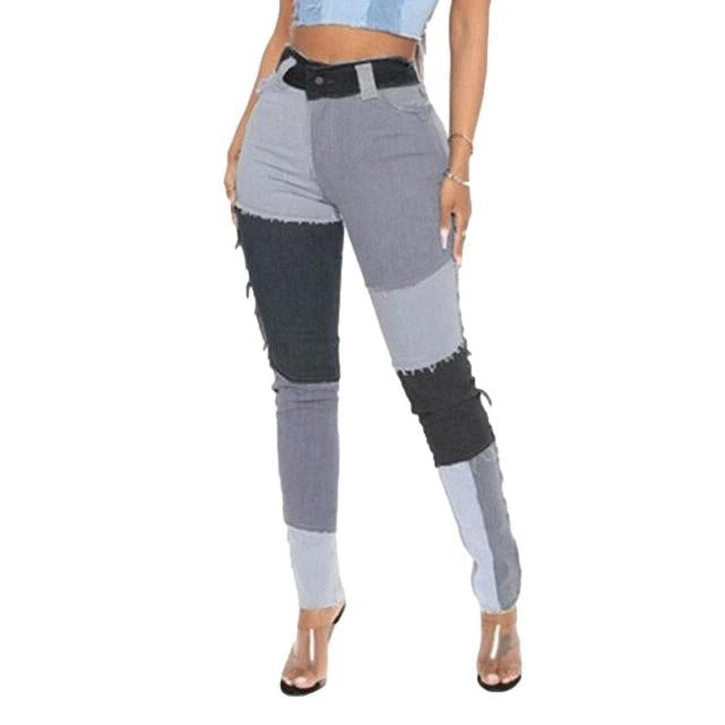 Patchwork Damen Skinny Jeans